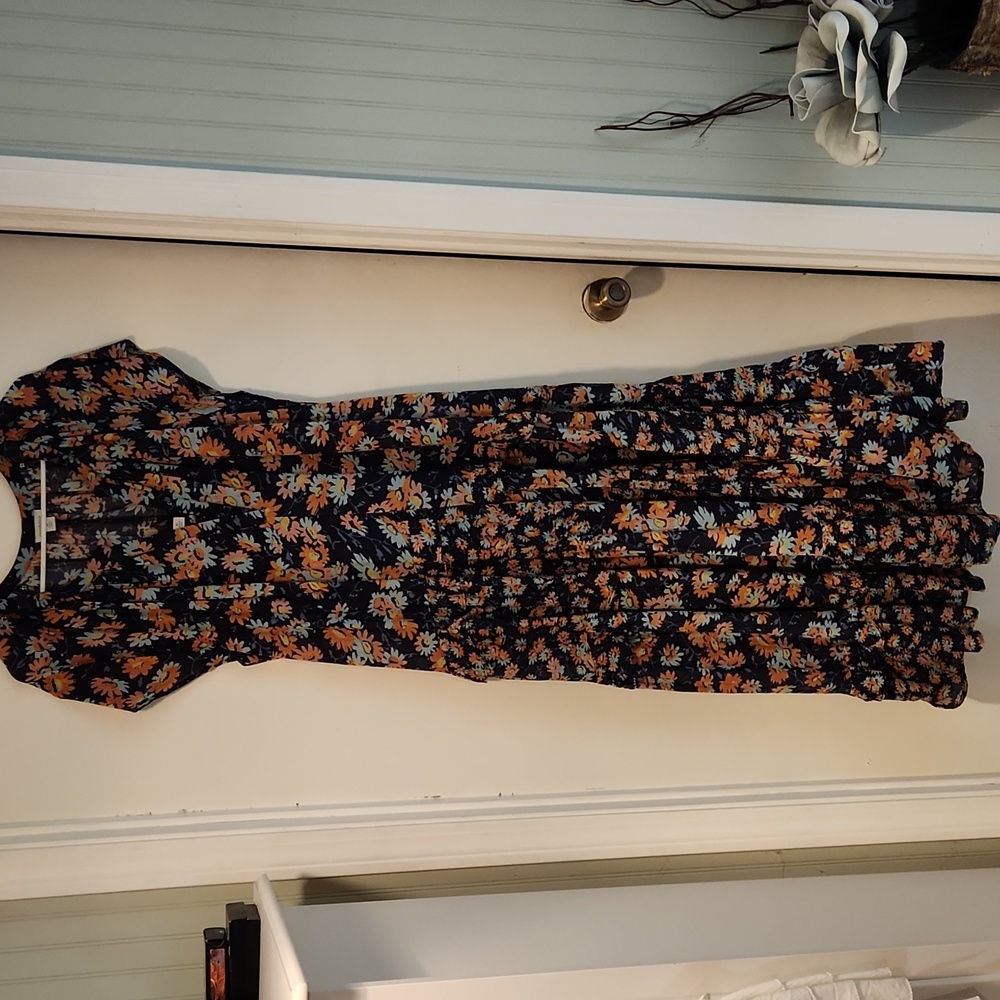 Sundance Floral Maxi Dress - Navy and Orange
